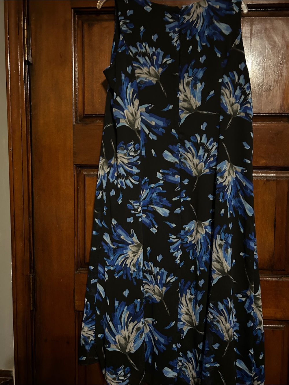 Studio One Black Sleeveless A-Line Dress with Blue and Gray Floral Print - Picture 8 of 8